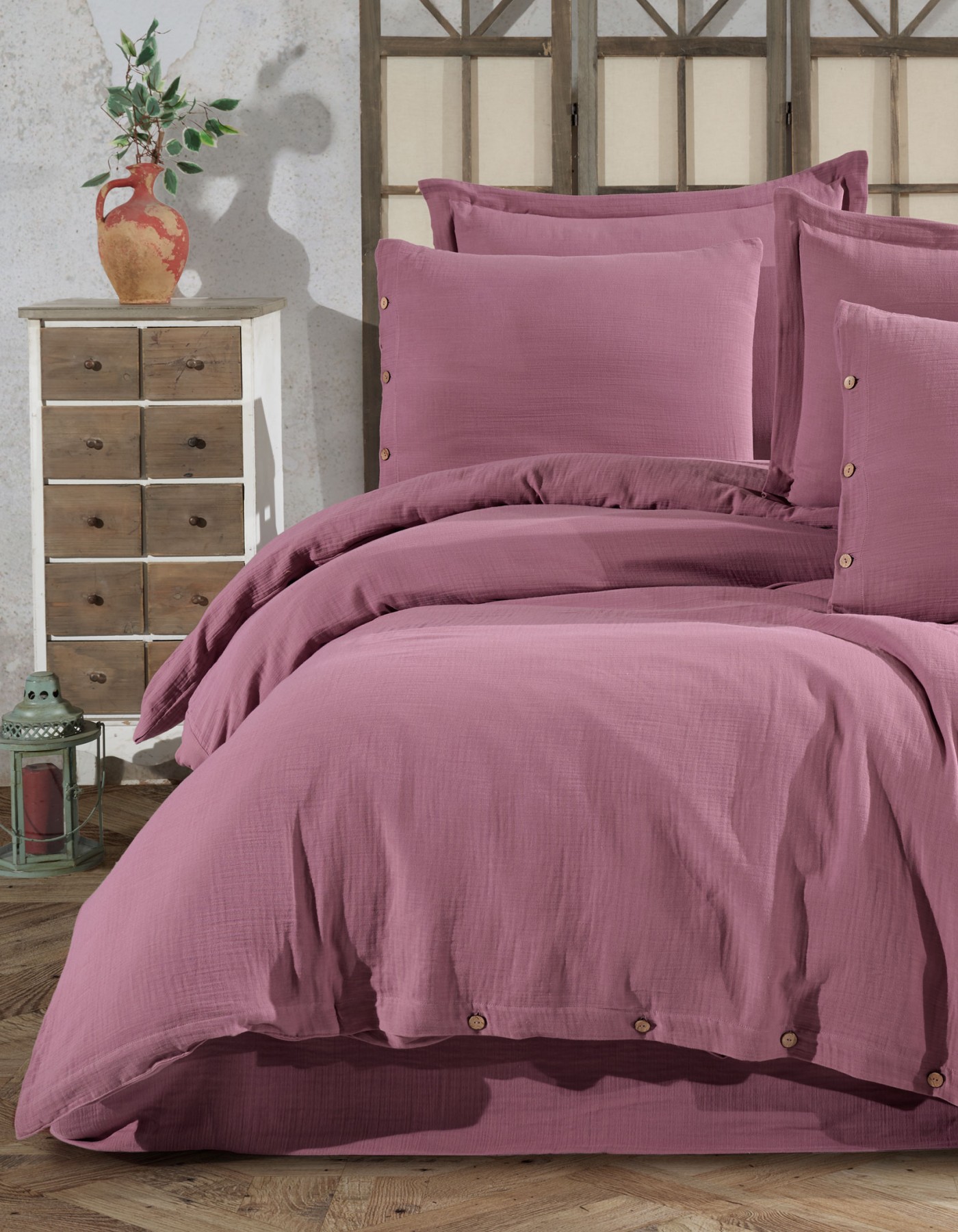 %100 Pamuk Müslin Çift Kişilik Nevresim Takımı – Doğal ve Nefes Alabilen