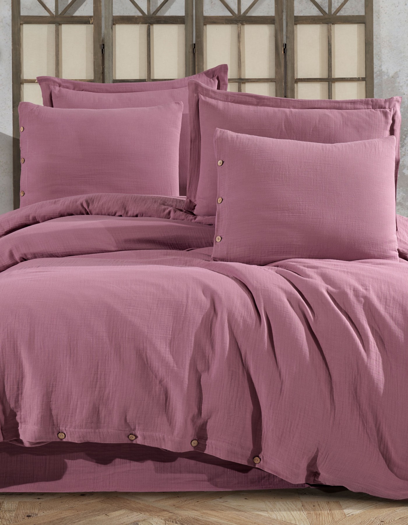 %100 Pamuk Müslin Çift Kişilik Nevresim Takımı – Doğal ve Nefes Alabilen