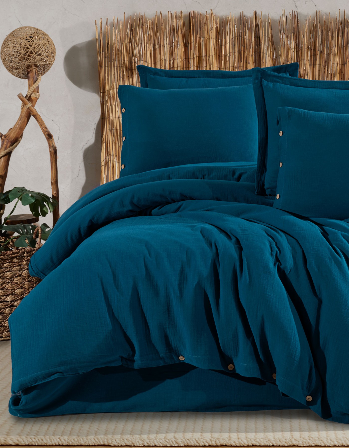 %100 Pamuk Müslin Çift Kişilik Nevresim Takımı – Doğal ve Nefes Alabilen