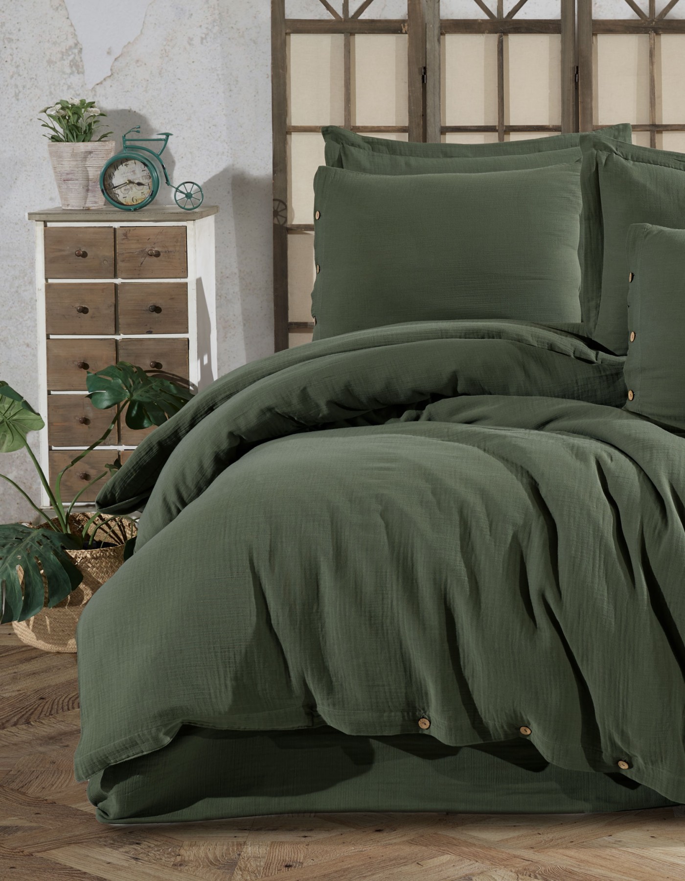 %100 Pamuk Müslin Çift Kişilik Nevresim Takımı – Doğal ve Nefes Alabilen