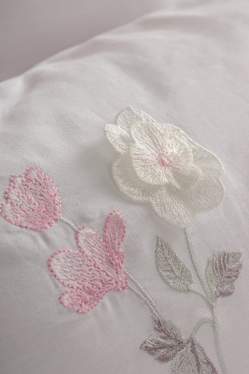 Cotton Box 3D Nakışlı Saten Çift Kişilik Nevresim Takımı Jolie Pembe