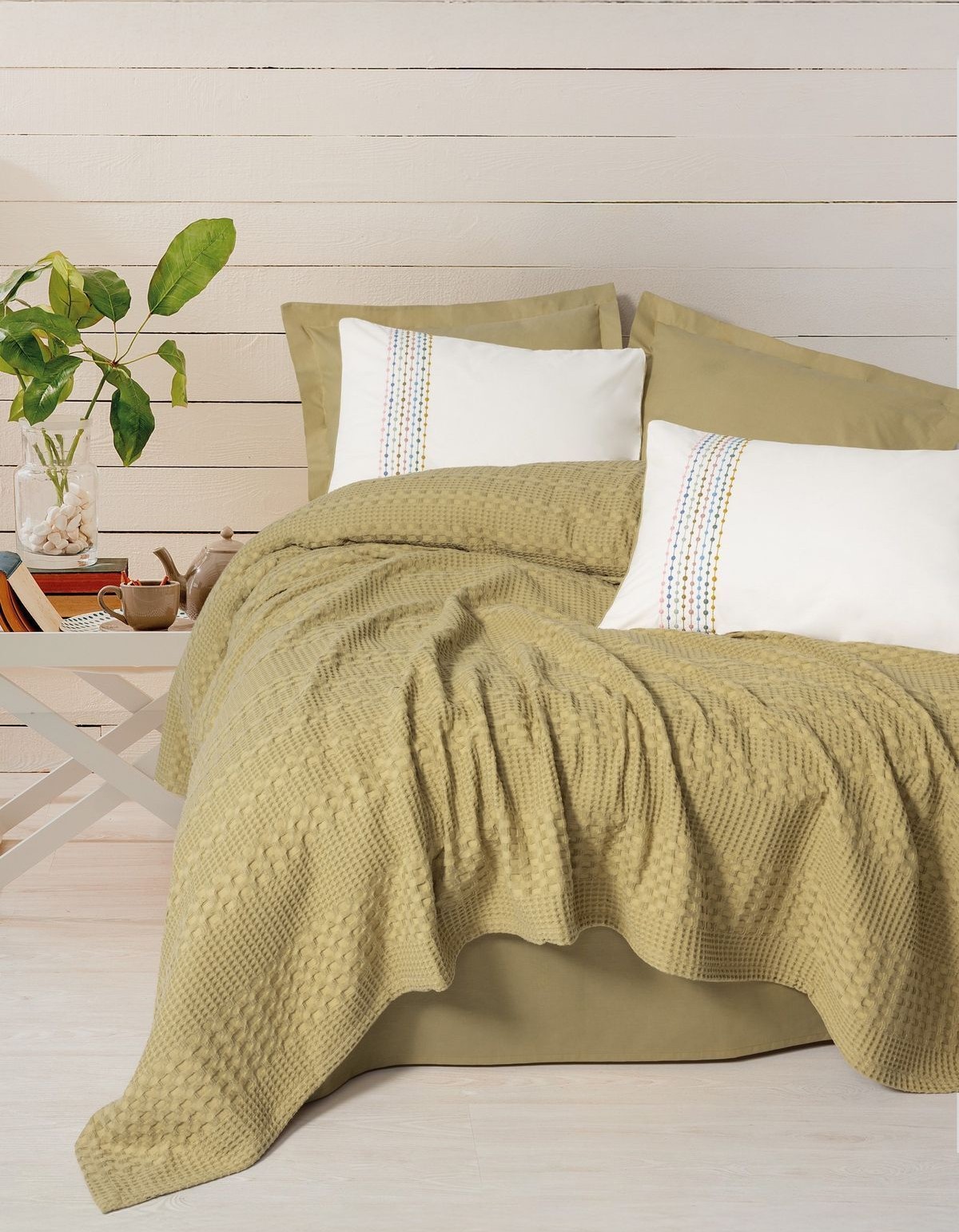 Cotton Box Aura Çift Kişilik Pike Takımı Pebble Hardal