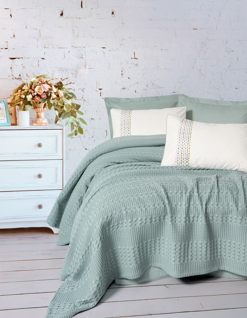 Cotton Box Aura Çift Kişilik Pike Takımı Pebble Mint