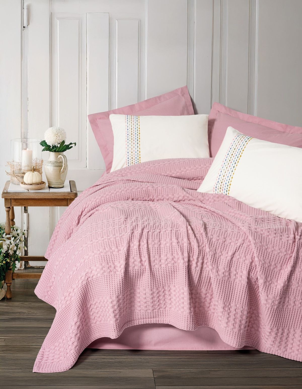 Cotton Box Aura Çift Kişilik Pike Takımı Pebble Pembe