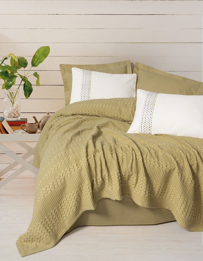 Cotton Box Aura Tek Kişilik Takımı Pebble Hardal