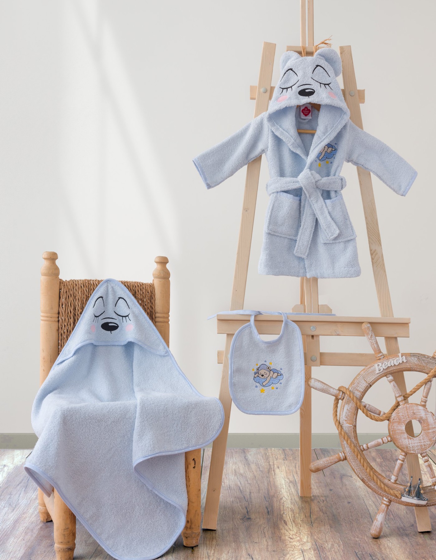 Cotton Box Bebek Havlu Takimi Bear Mavi