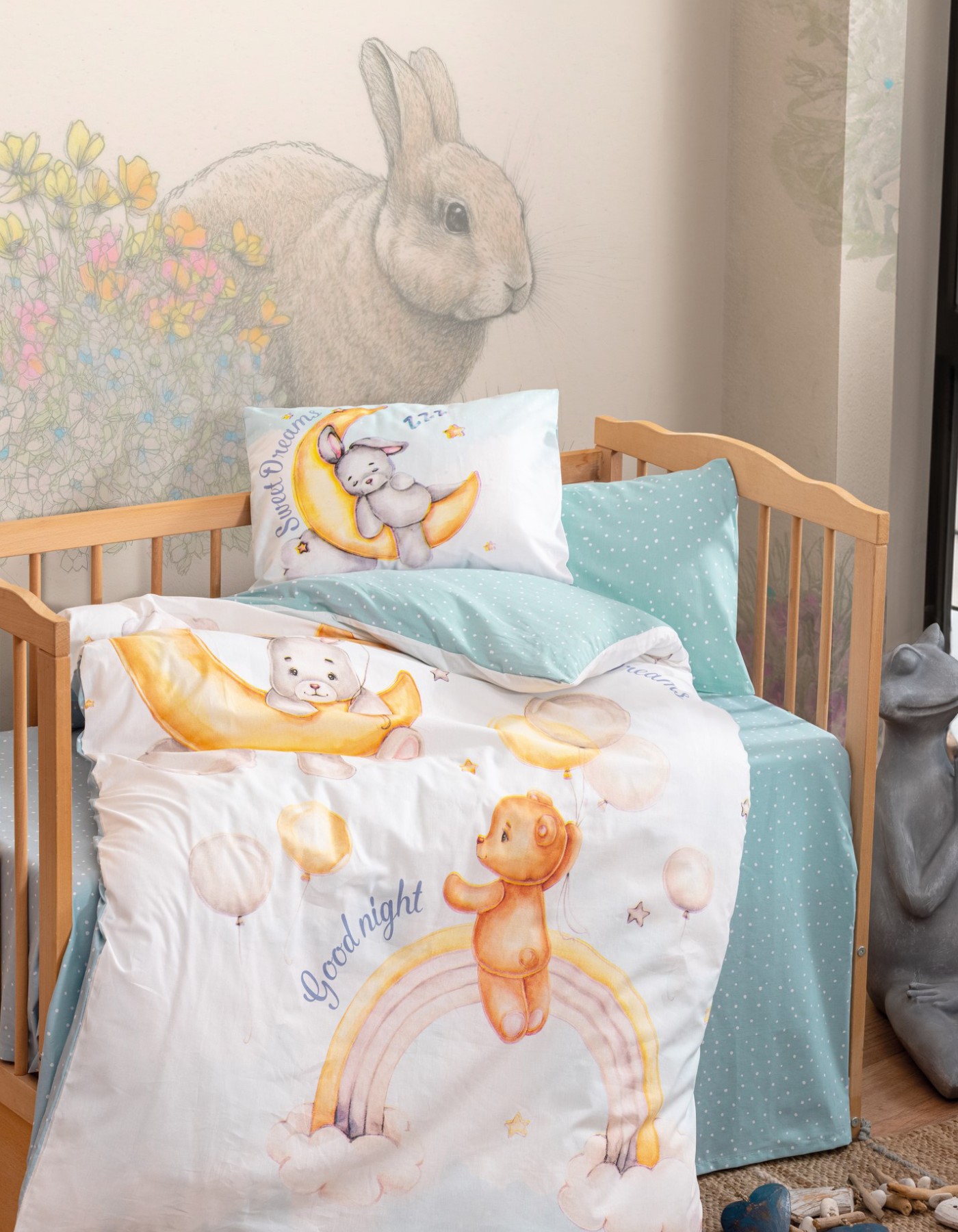 Cotton Box Bebek Nevresim Takimi Moon Mint