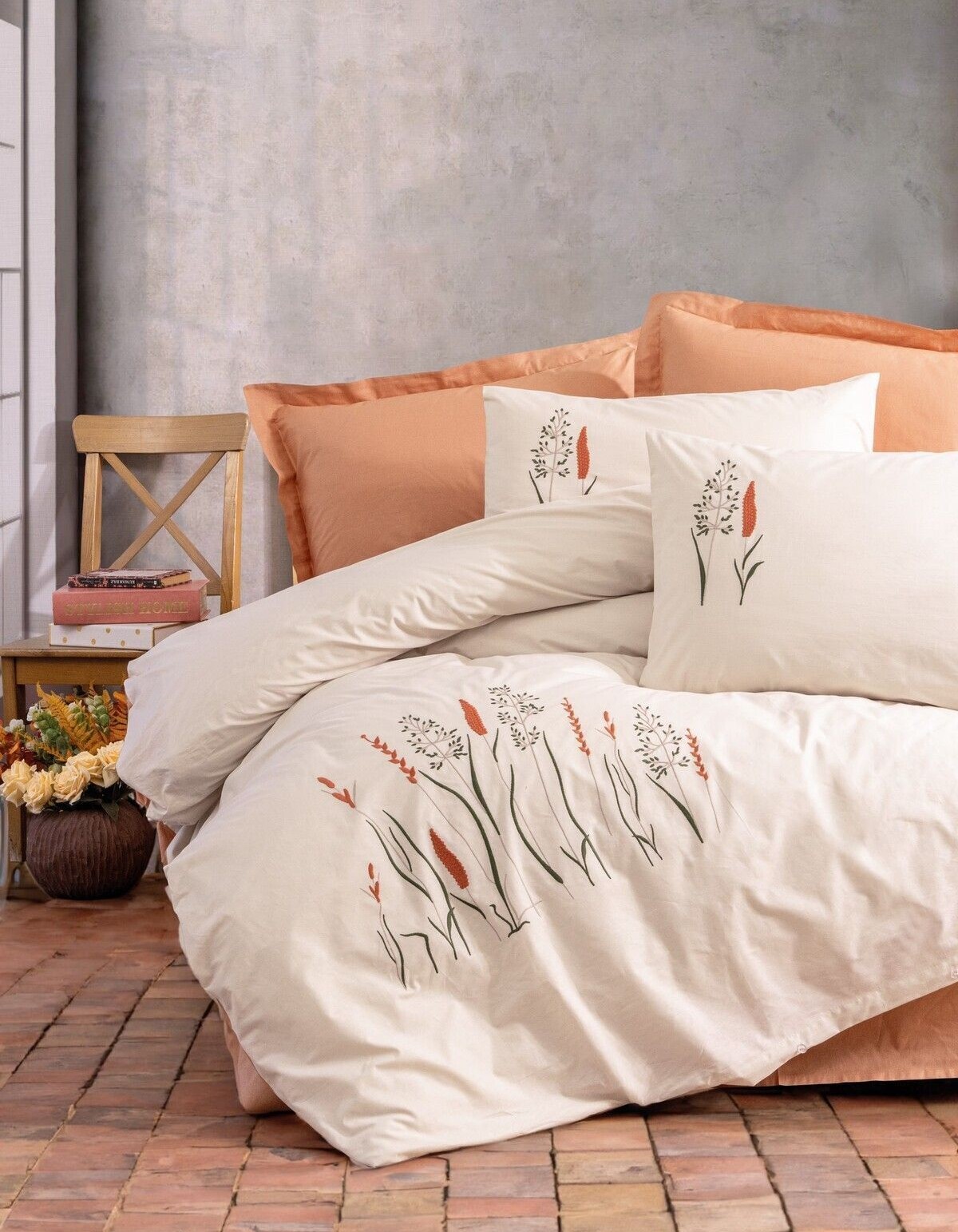 Cotton Box Brode Serisi Çift Kişilik Nevresim Takımı Maia Karamel