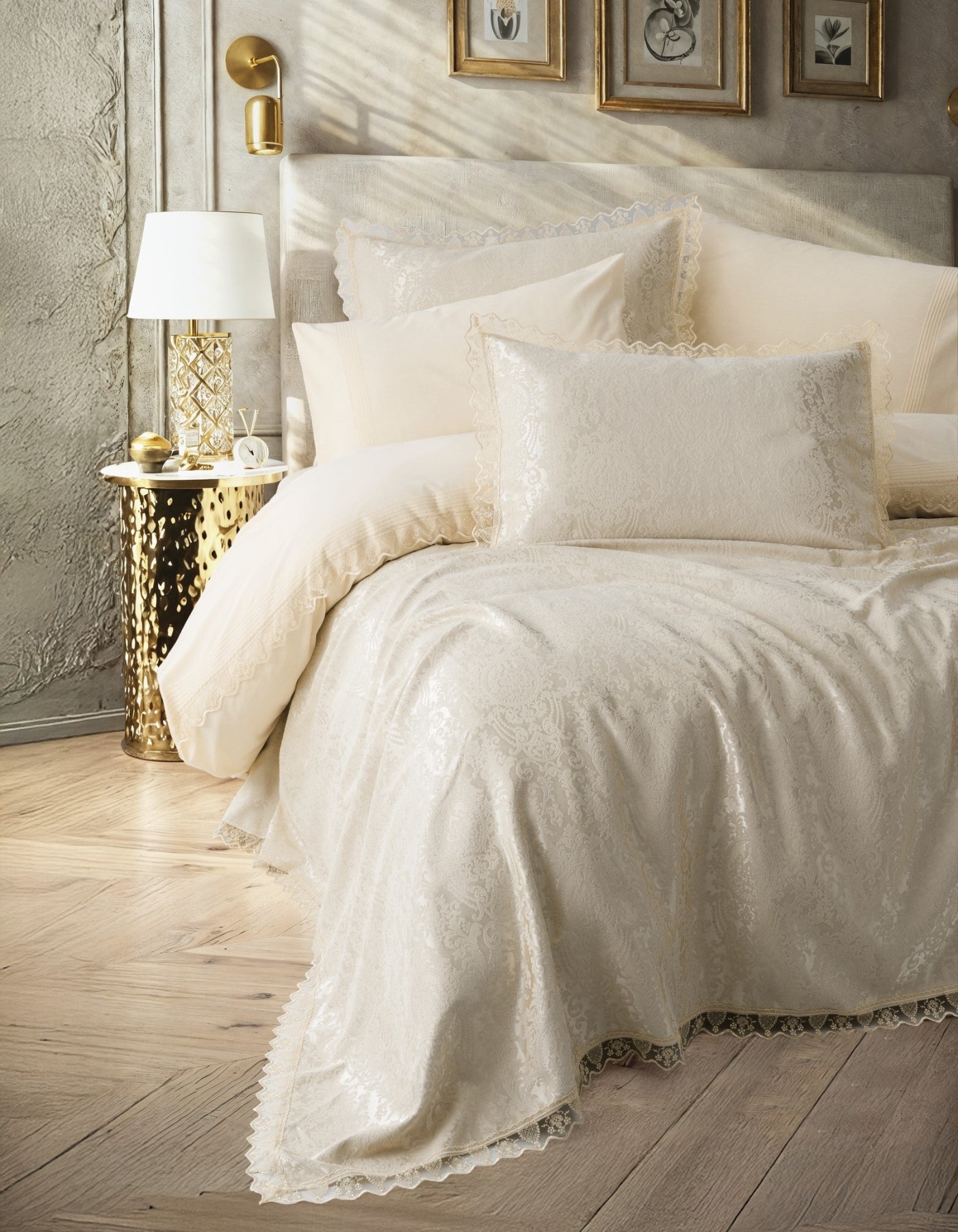 Cotton Box Chi Çift Kişilik Pikeli Nevresim Takımı Velora Cappuccino