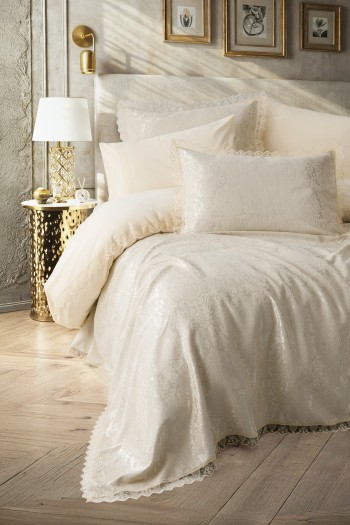 Cotton Box Chi Çift Kişilik Pikeli Nevresim Takımı Velora Cappuccino