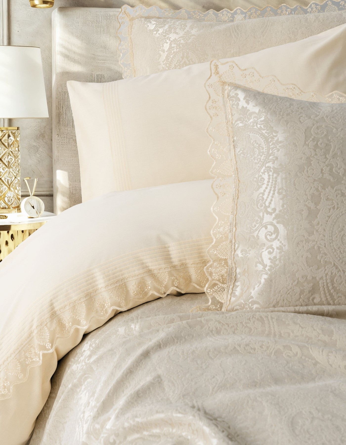 Cotton Box Chi Çift Kişilik Pikeli Nevresim Takımı Velora Cappuccino