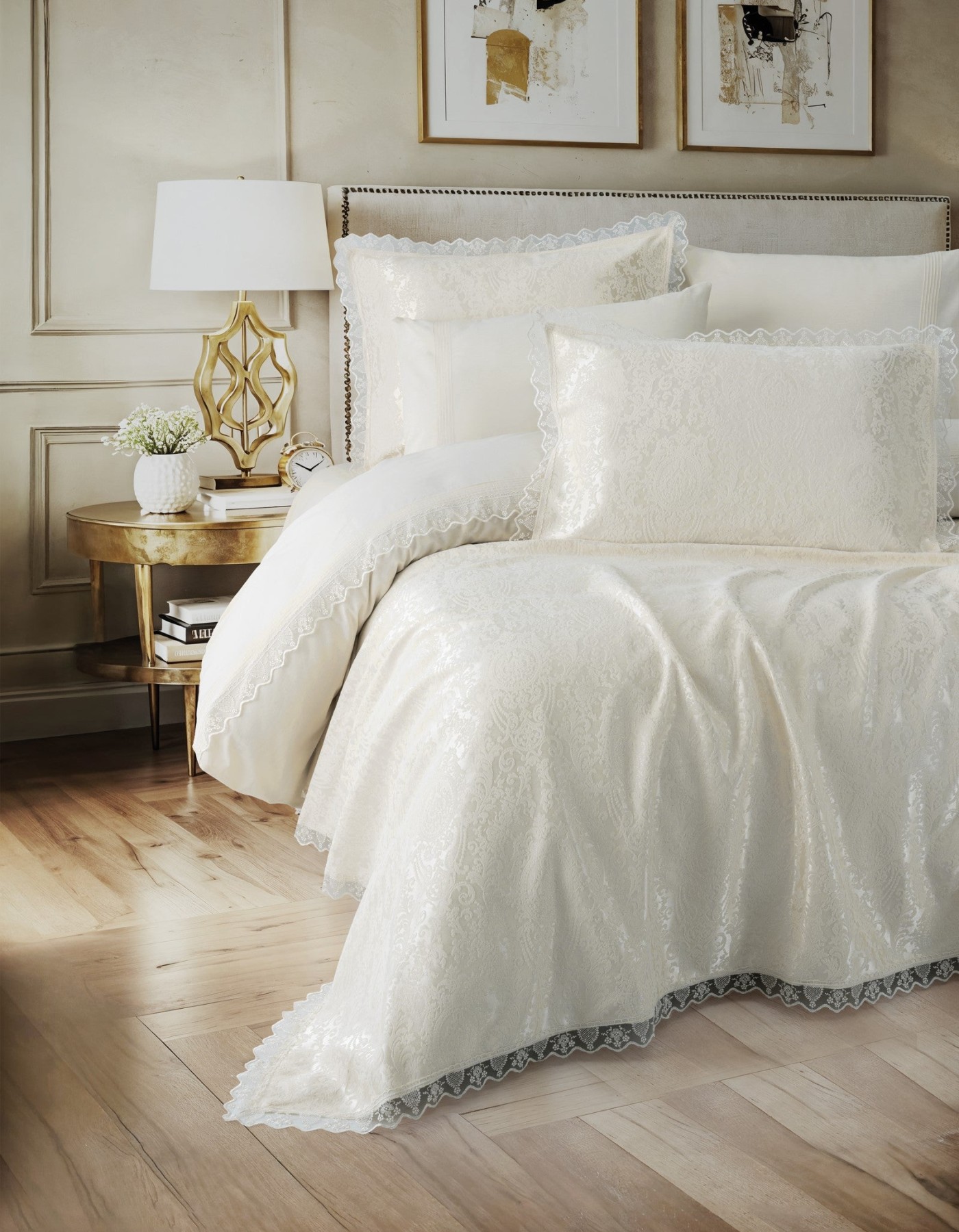 Cotton Box Chi Çift Kişilik Pikeli Nevresim Takımı Velora Krem