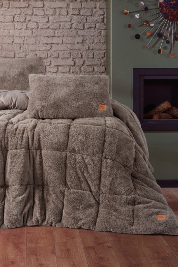 Cotton Box Çift Kişilik Peluş Yorgan Seti Bej 195x215 cm