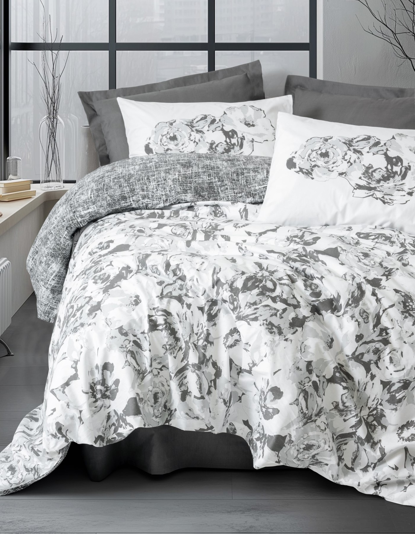 Cotton Box Dual Tek Kişilik Nevresim Takımı Florva Antrasit