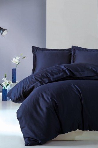 Cotton Box Elegant Saten Tek Kişilik Nevresim Takımı Lacivert