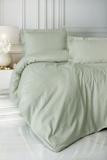 Cotton Box Elegant Stripe Çift Kişilik Nevresim Takımı Saten Adaçayı