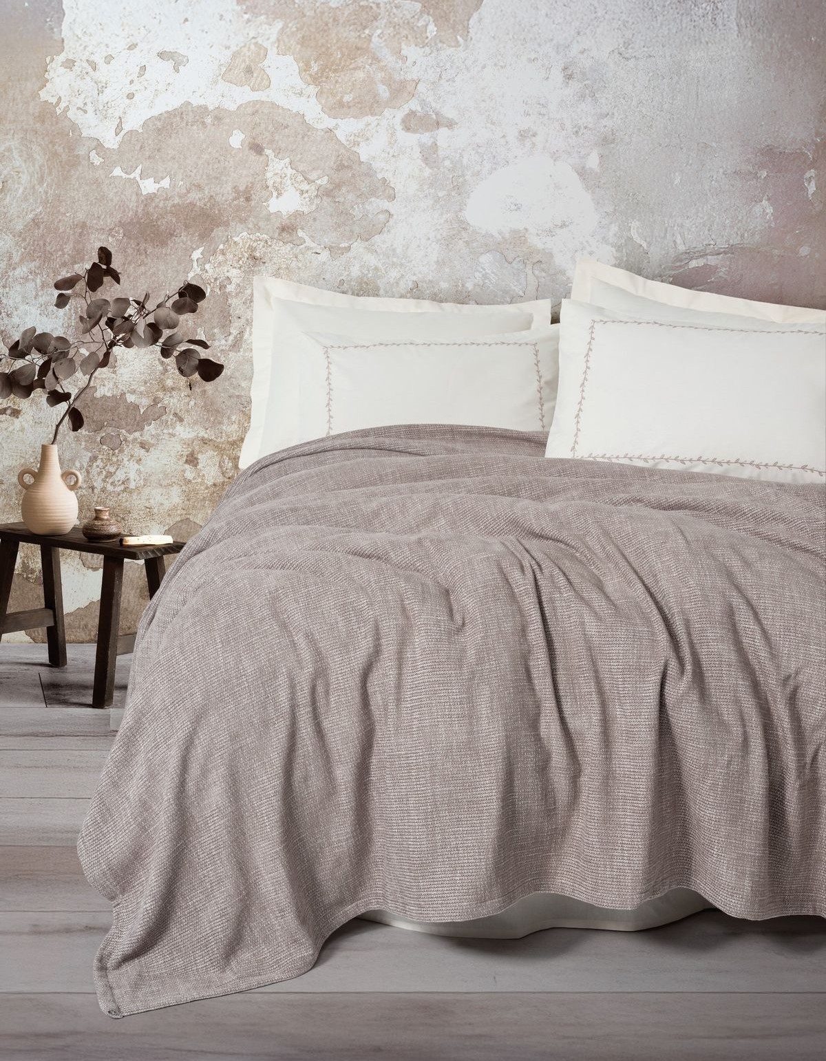 Cotton Box Embrova Çift Kişilik Pike Takımı Şönil Loom Bej