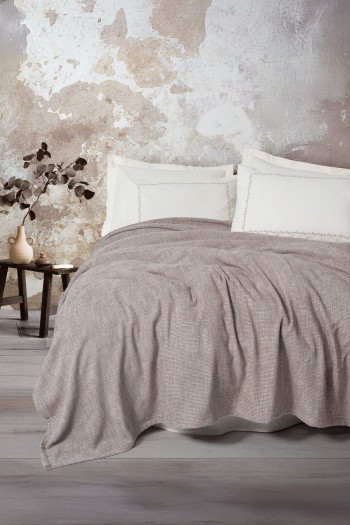 Cotton Box Embrova Çift Kişilik Pike Takımı Şönil Loom Bej
