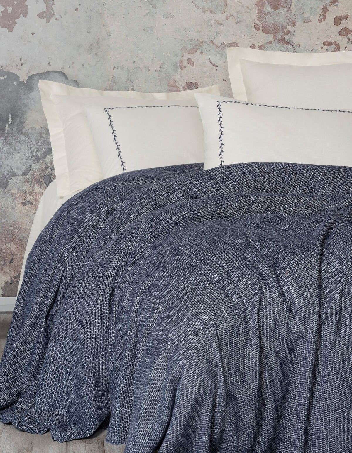 Cotton Box Embrova Çift Kişilik Pike Takımı Şönil Loom Lacivert