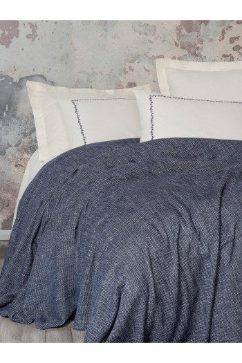 Cotton Box Embrova Çift Kişilik Pike Takımı Şönil Loom Lacivert