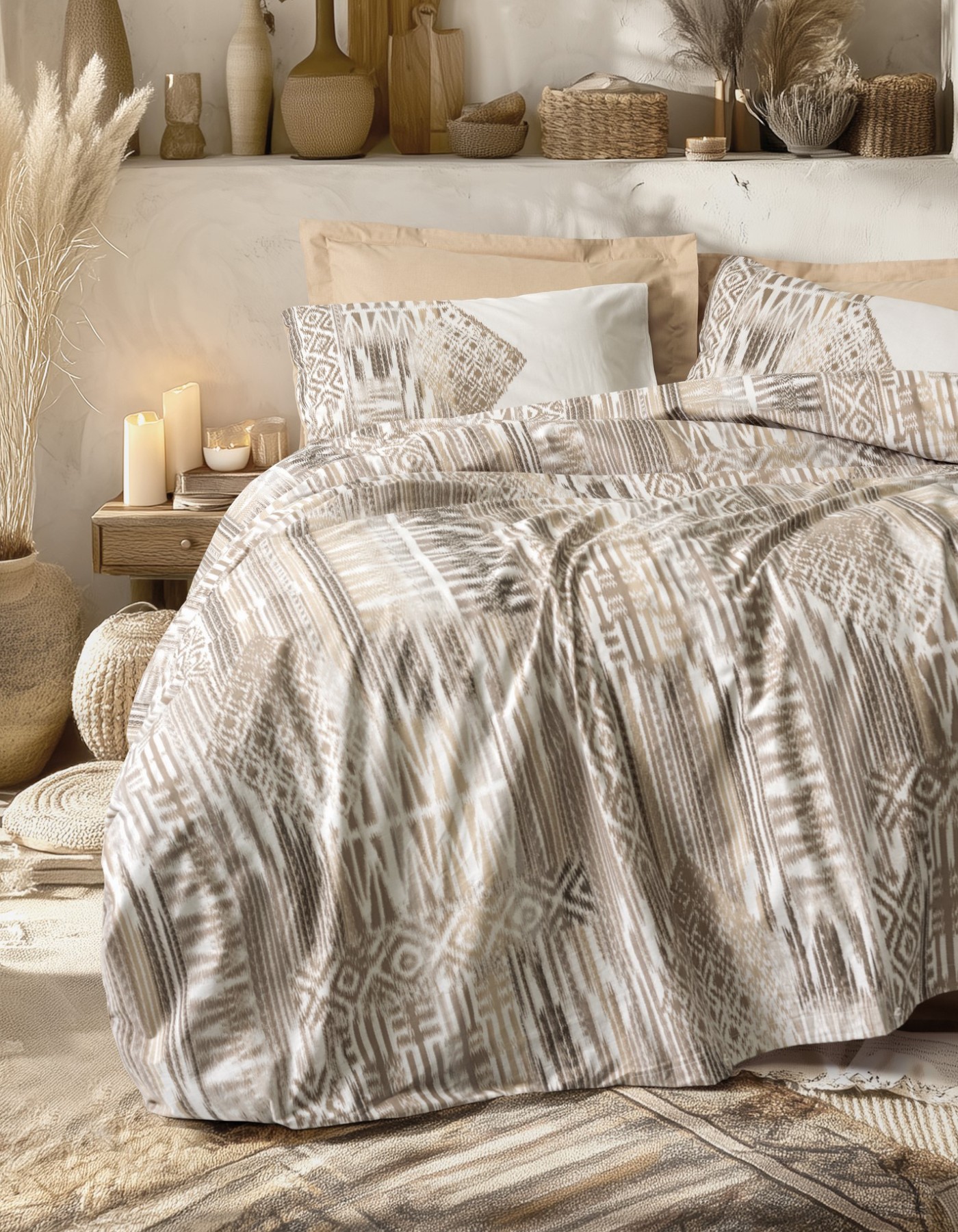 Cotton Box Ethnic Ranforce Tek Kişilik Nevresim Takimi Amara Karamel