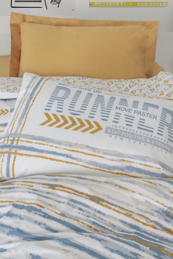 Cotton Box Genç Odası Tek Kişilik Lastikli Çarşaflı Nevresim Takımı Dashon Sarı