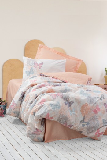 Cotton Box Genç Odası Tek Kişilik Lastikli Çarşaflı Nevresim Takımı Kimela Pembe