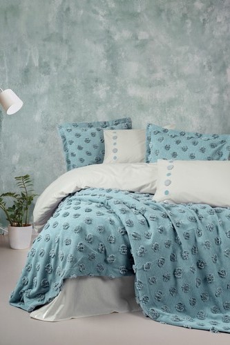 Cotton Box Limi Yatak Örtülü Nevresim Takımı Aldo Mint