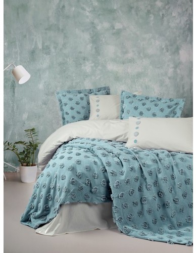 Cotton Box Limi Yatak Örtülü Nevresim Takımı Aldo Mint