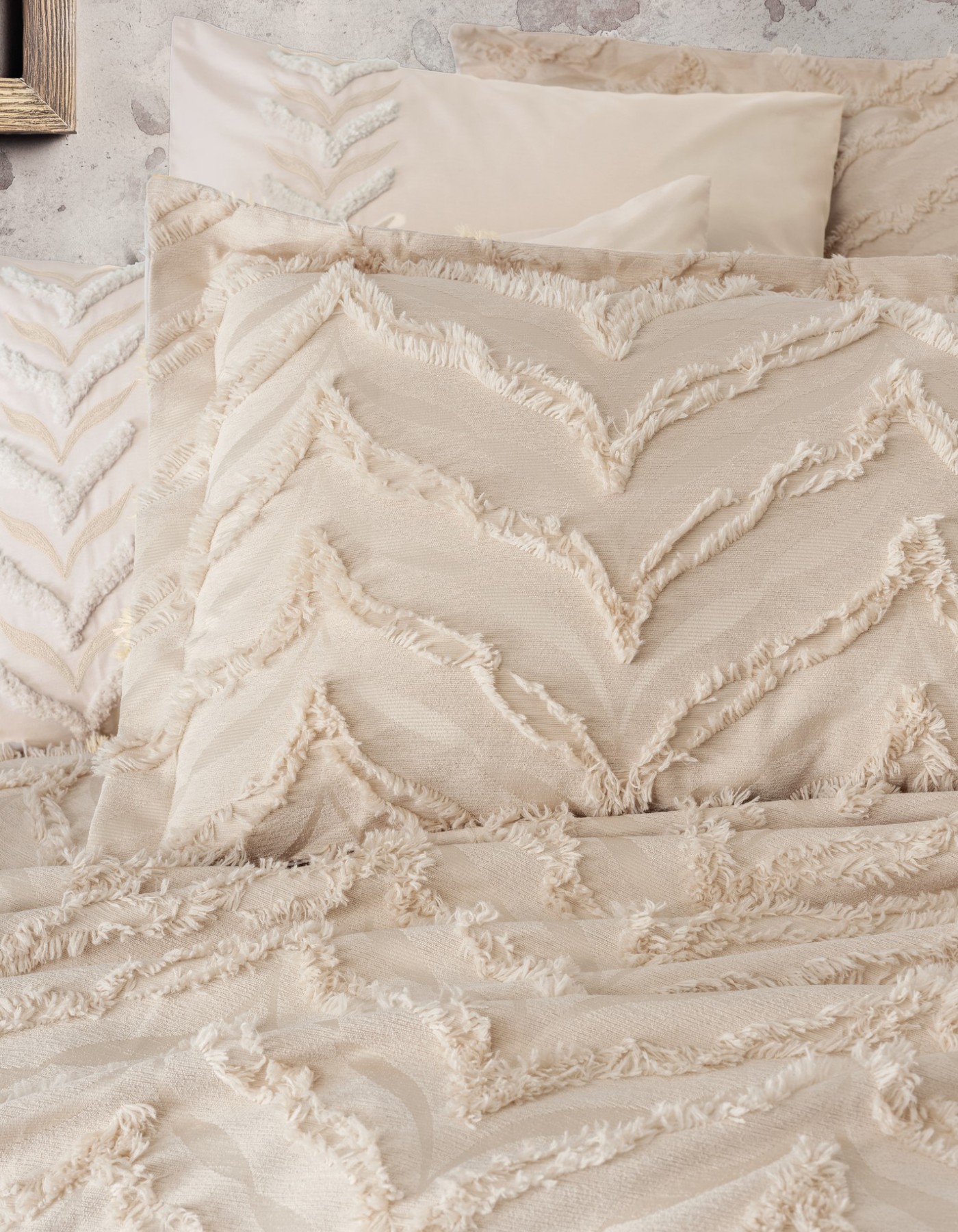 Cotton Box Limi Yatak Örtülü Nevresim Takımı Crimp Bej