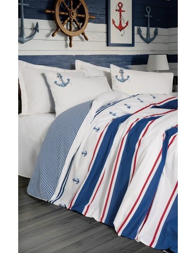 Cotton Box Maritime Çift Kişilik Nevresim Takimi Brine Ekru