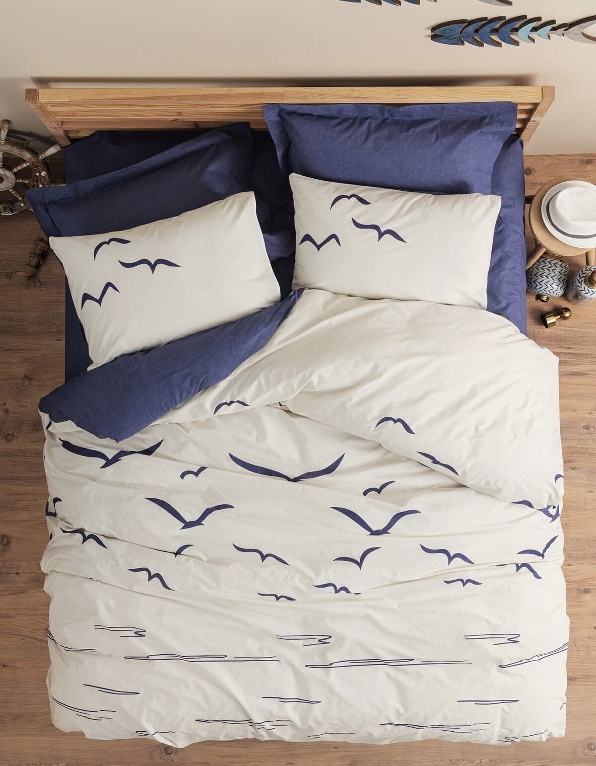 Cotton Box Maritime Çift Kişilik Nevresim Takimi Larum Lacivert