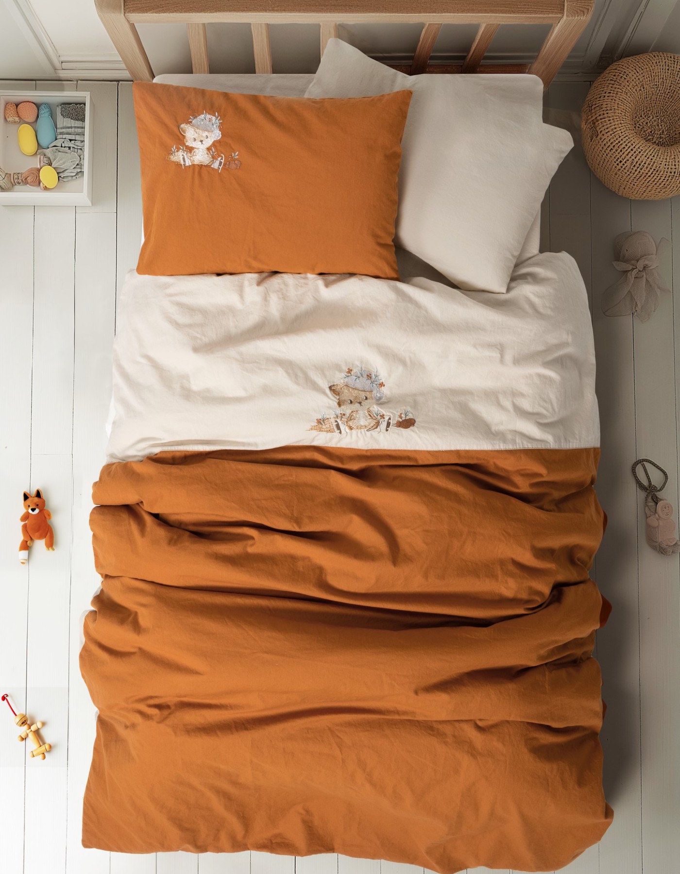 Cotton Box Nakişli Bebek Nevresim Takimi Clever Bej