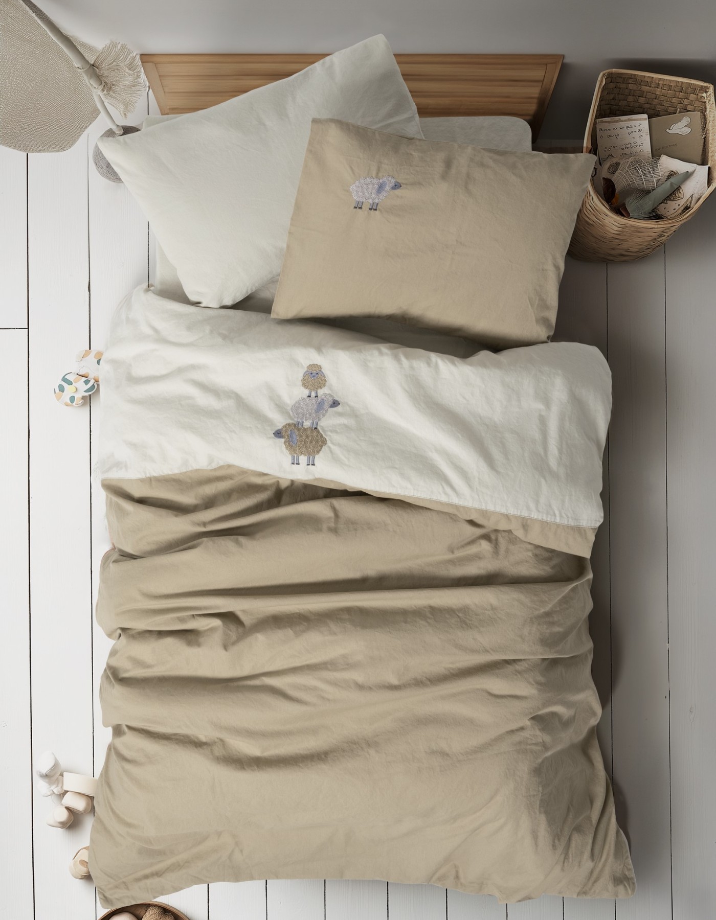 Cotton Box Nakişli Bebek Nevresim Takimi Lamp Bej