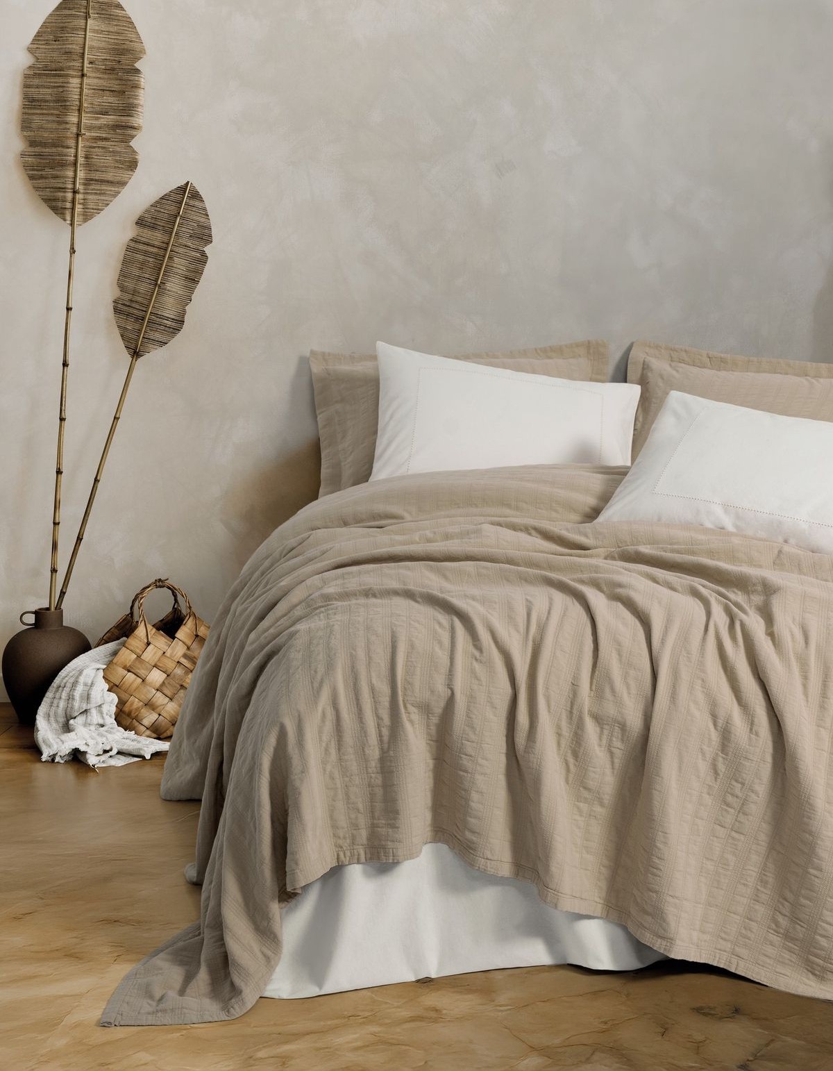 Cotton Box Natura Çift Kişilik Yatak Örtüsü / Pike Takımı Vilo Bej