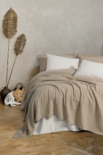 Cotton Box Natura Çift Kişilik Yatak Örtüsü / Pike Takımı Vilo Bej