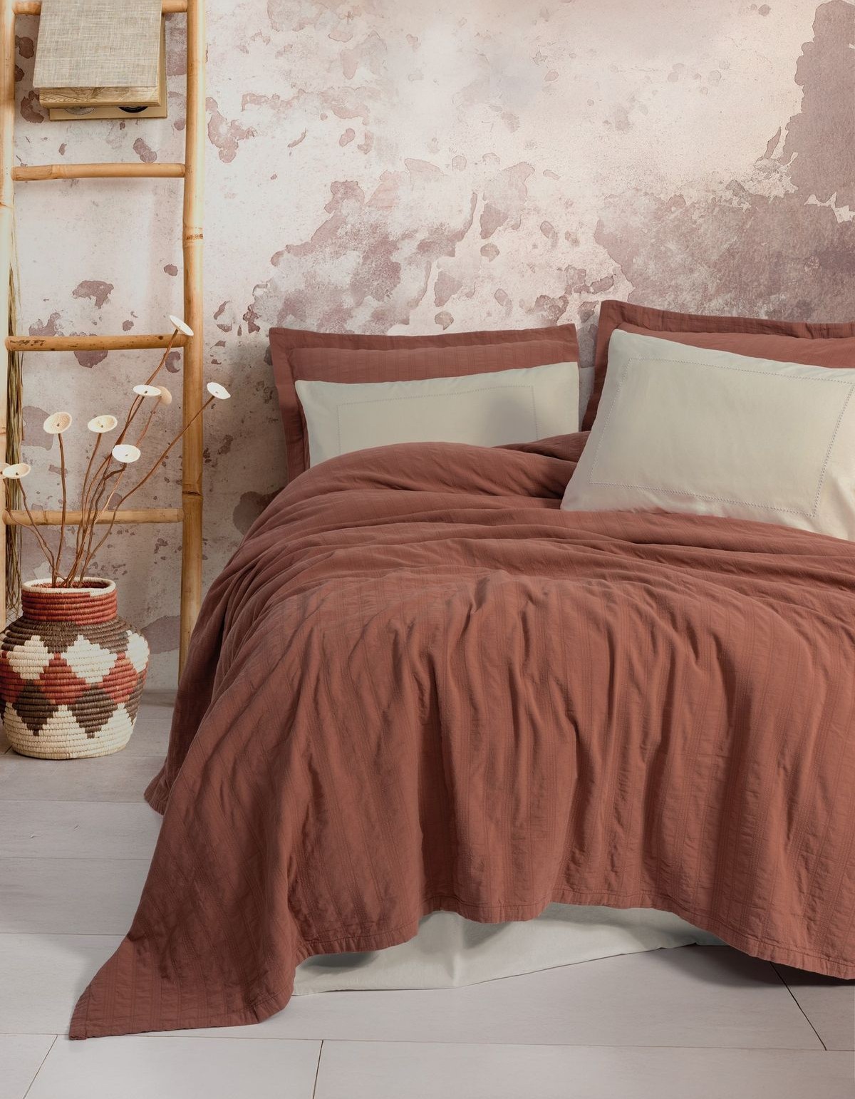 Cotton Box Natura Çift Kişilik Yatak Örtüsü / Pike Takımı Vilo Kiremit