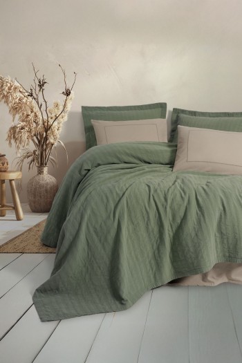 Cotton Box Natura Çift Kişilik Yatak Örtüsü / Pike Takımı Vilo Yesil