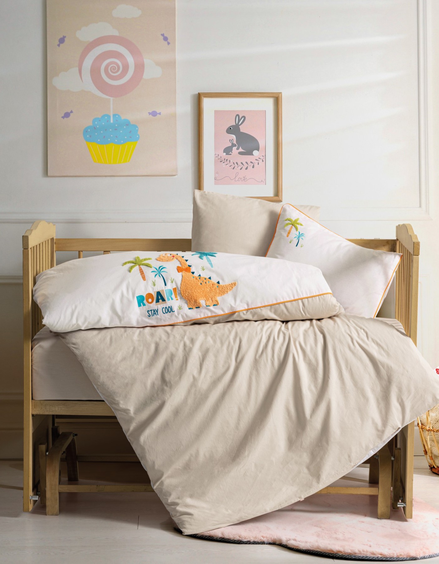 Cotton Box Punch Nakışlı Bebek Nevresim Takimi Kiddo Krem