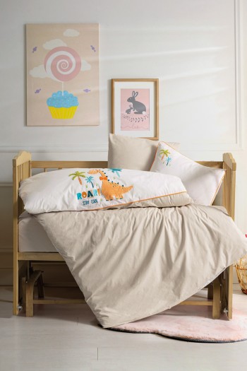 Cotton Box Punch Nakışlı Bebek Nevresim Takimi Kiddo Krem