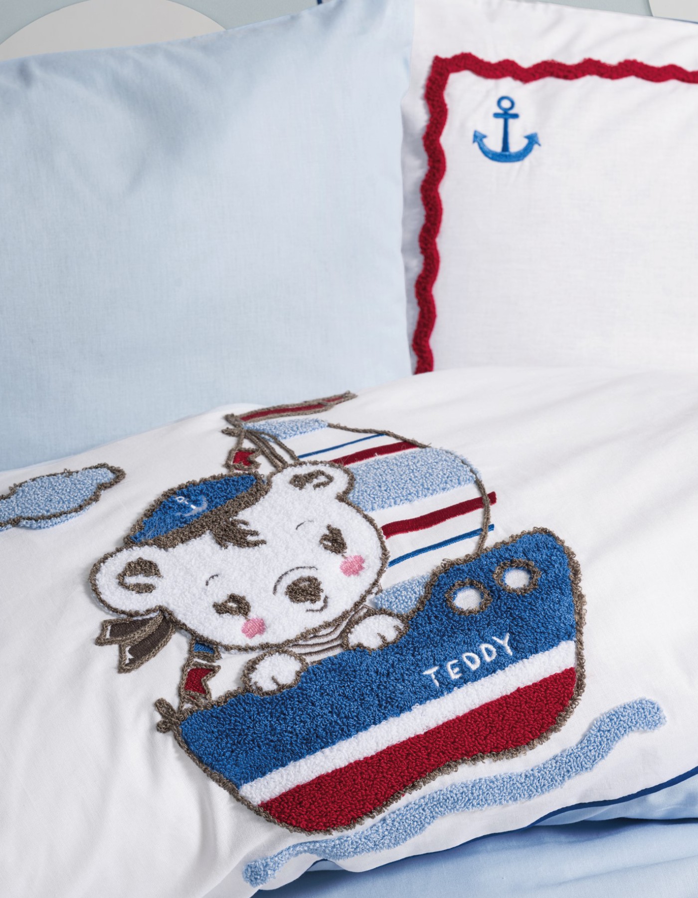 Cotton Box Punch Nakışlı Bebek Nevresim Takimi Miniyo Mavi