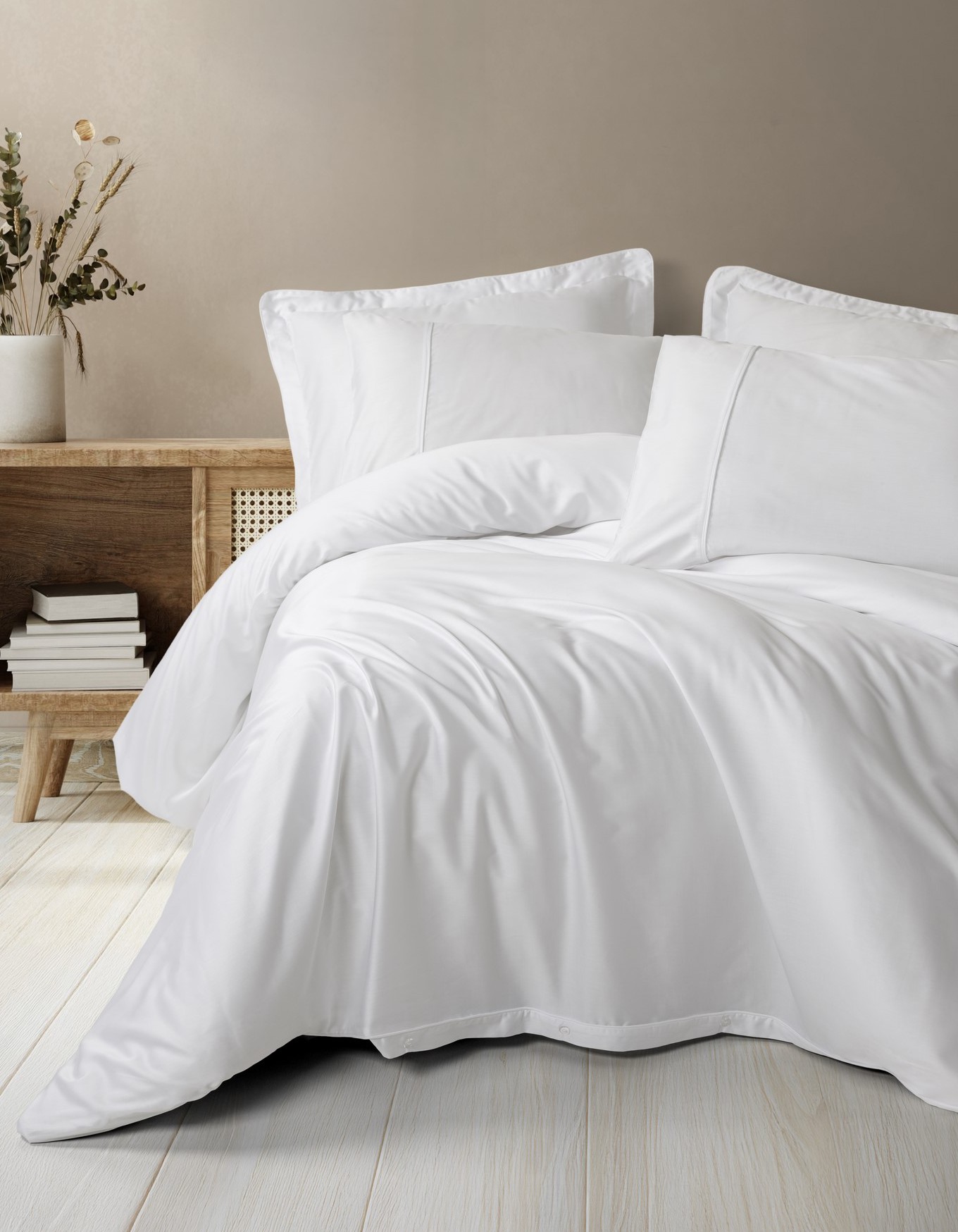 Cotton Box Silky Saten Çift Kişilik Nevresim Takımı Beyaz