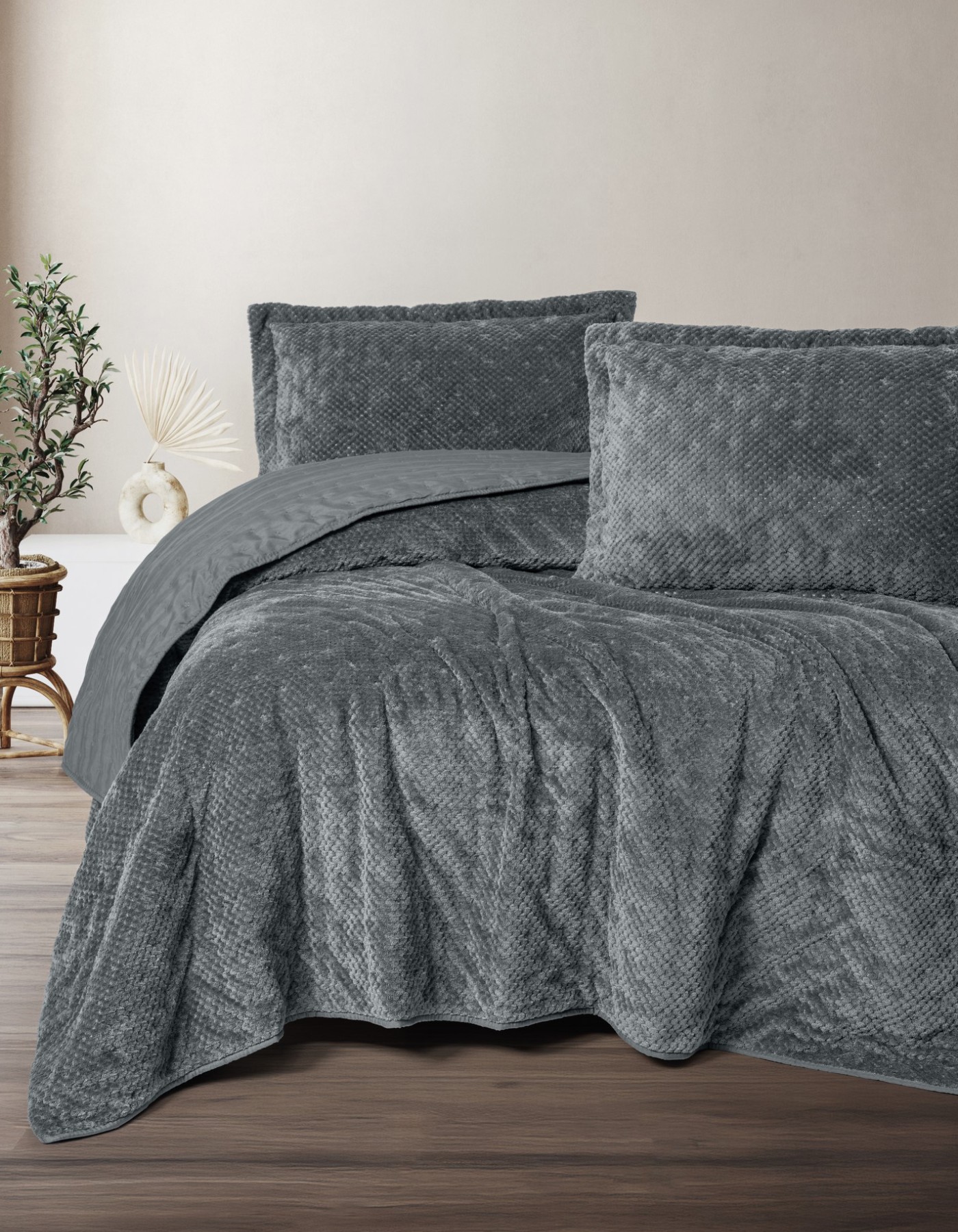 Cotton Box Softnest Çift Kişilik Yatak Örtüsü Boleta K.Gri