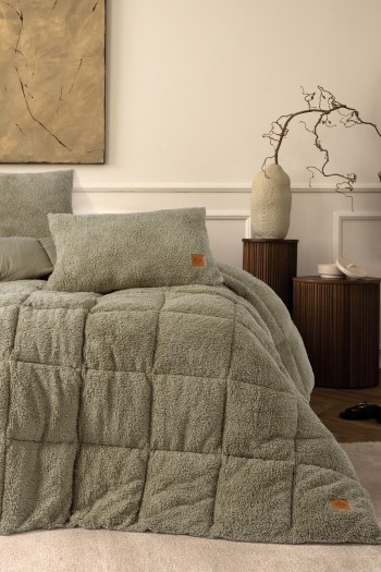 Cotton Box Tek Kişilik Peluş Yorgan Seti Taş 155x215 cm