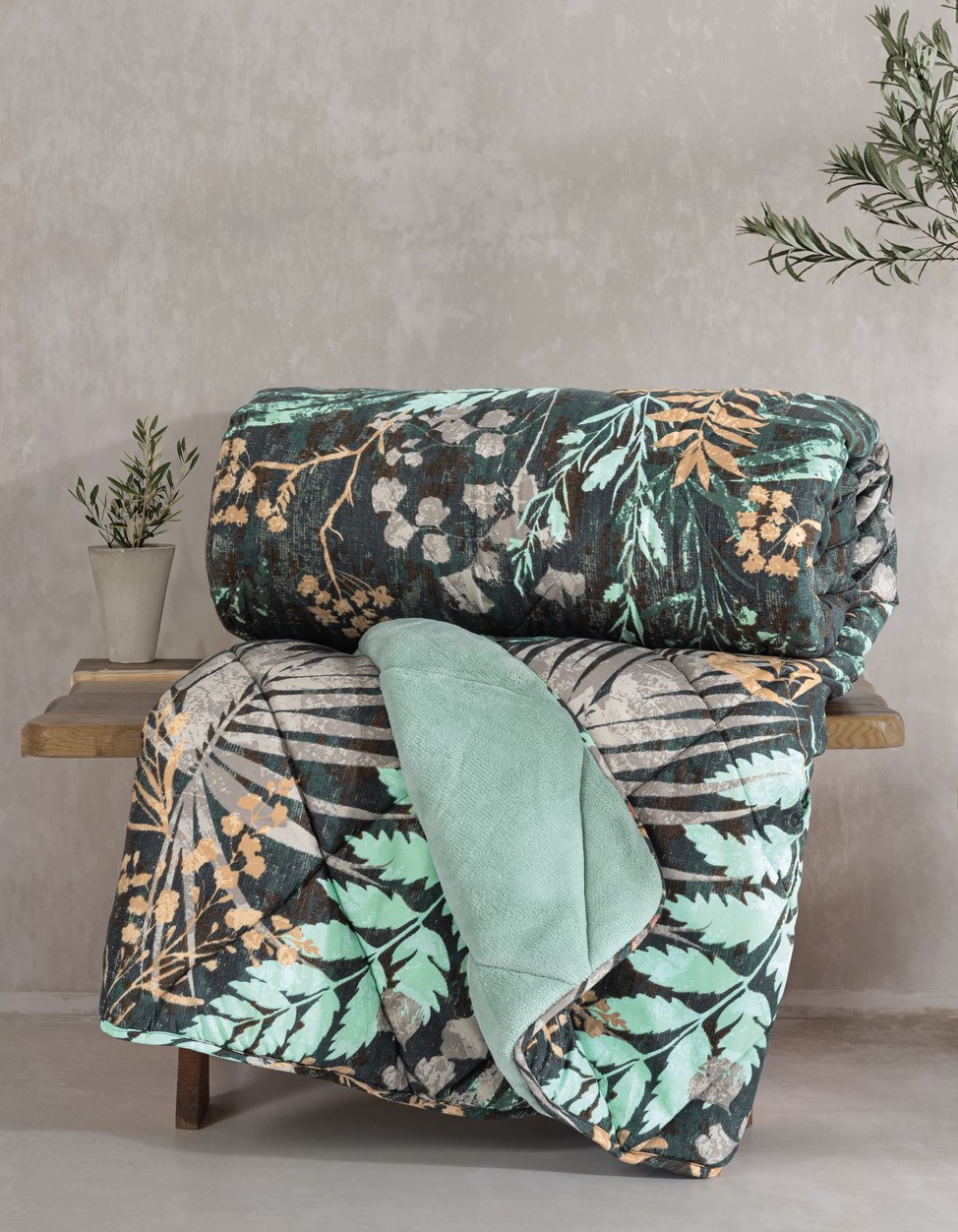 Cotton Box Velvet Çift Kişilik Yorgan Clorasa Mint 195x215 cm