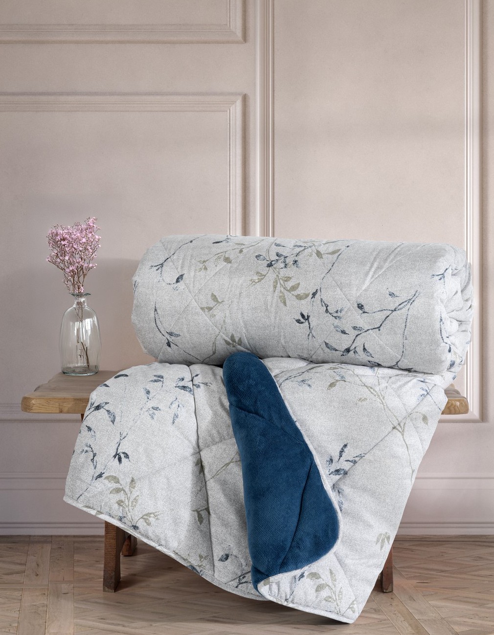 Cotton Box Velvet Çift Kişilik Yorgan Nitsa Denim 195x215 cm