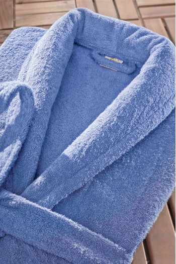 Dallas Serisi Şal Yaka Otel Bornozu - Mavi