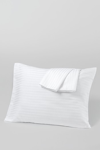 Hermes Serisi 83Tel Pamuk Polyester Saten Otel Yastık Kılıfı 1cm Çizgili