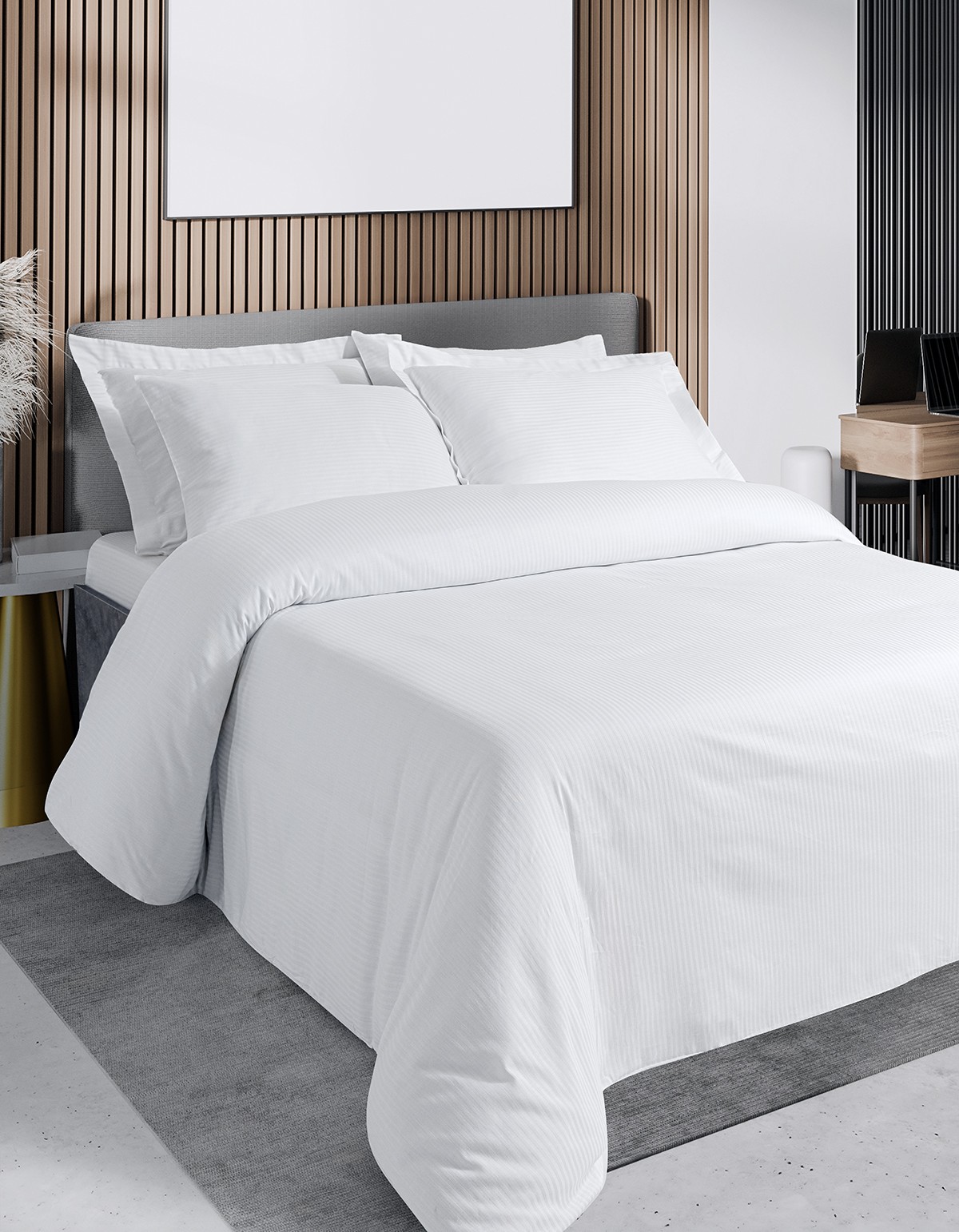 Risus Serisi 83Tel Pamuk Saten Otel Nevresim Takımı 0,5cm Çizgili