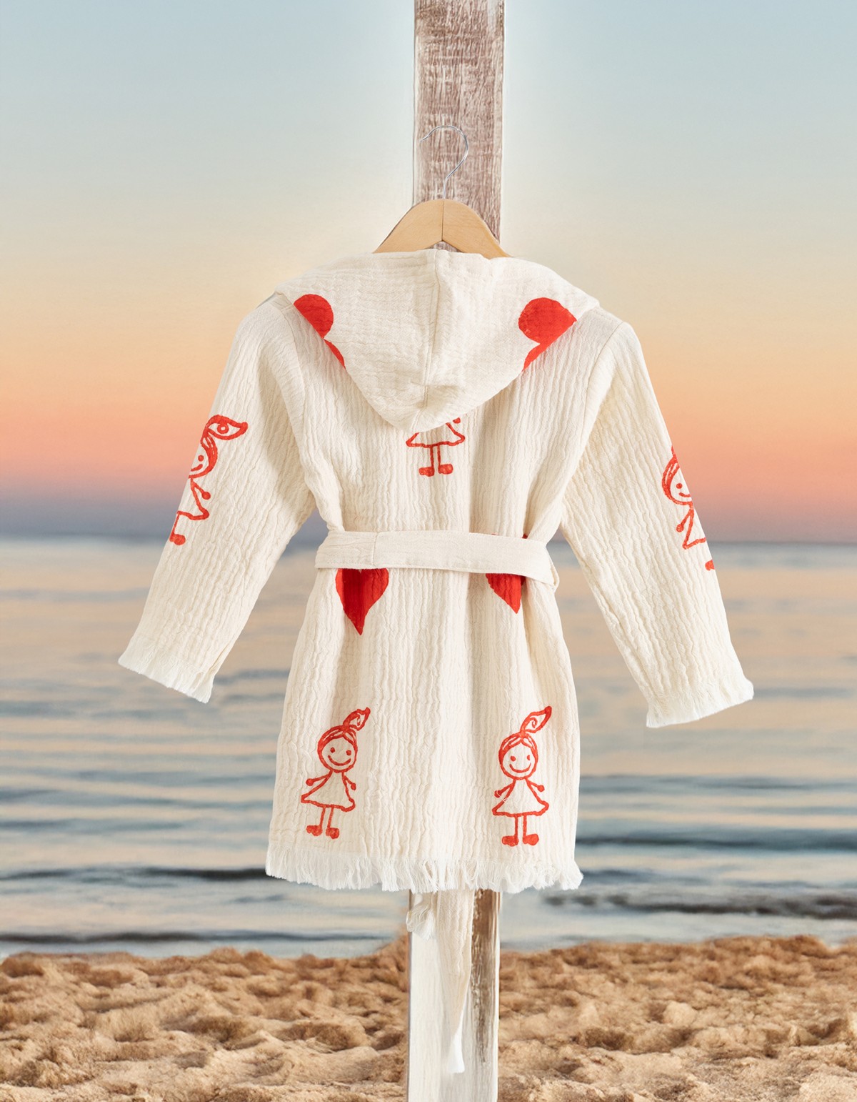 Varol %100 Organik, El İşçiliği Taş Baskı Çocuk Bornozu - Baby